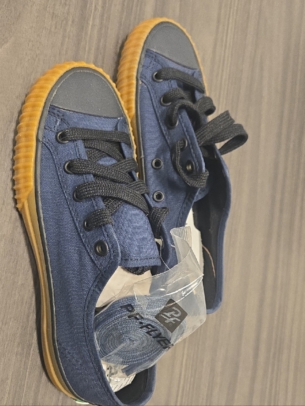 Womens PF Fkyers Navy Canvas Sneakers with Gum Sole
